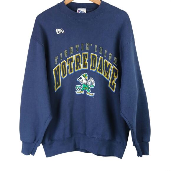 Pro Layer VTG SZ L Fighting Irish Notre Dame Made In The USA Navy Sweatshirt - Picture 1 of 6